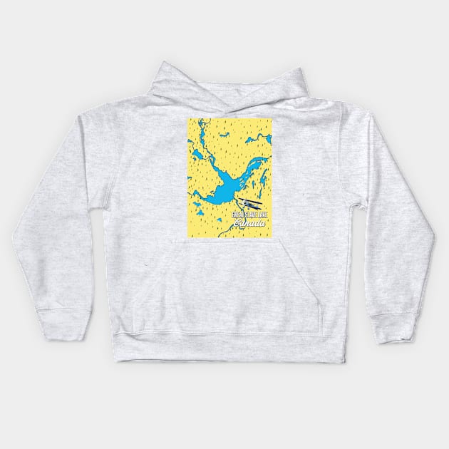 Great Slave Lake map Kids Hoodie by nickemporium1